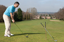'Hybrid' on Fairway; 5-Iron supported on Golf-Rest. Click to enlarge.